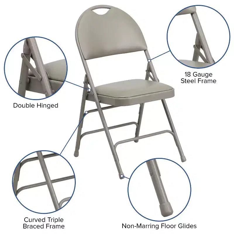 Emma and Oliver 4 Pack Home & Office Easy-Carry Party Events Padded Folding Chair