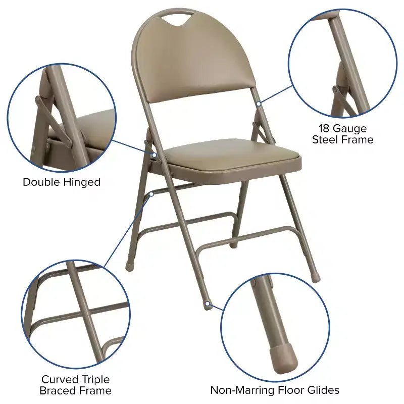 Emma and Oliver 4 Pack Home & Office Easy-Carry Party Events Padded Folding Chair