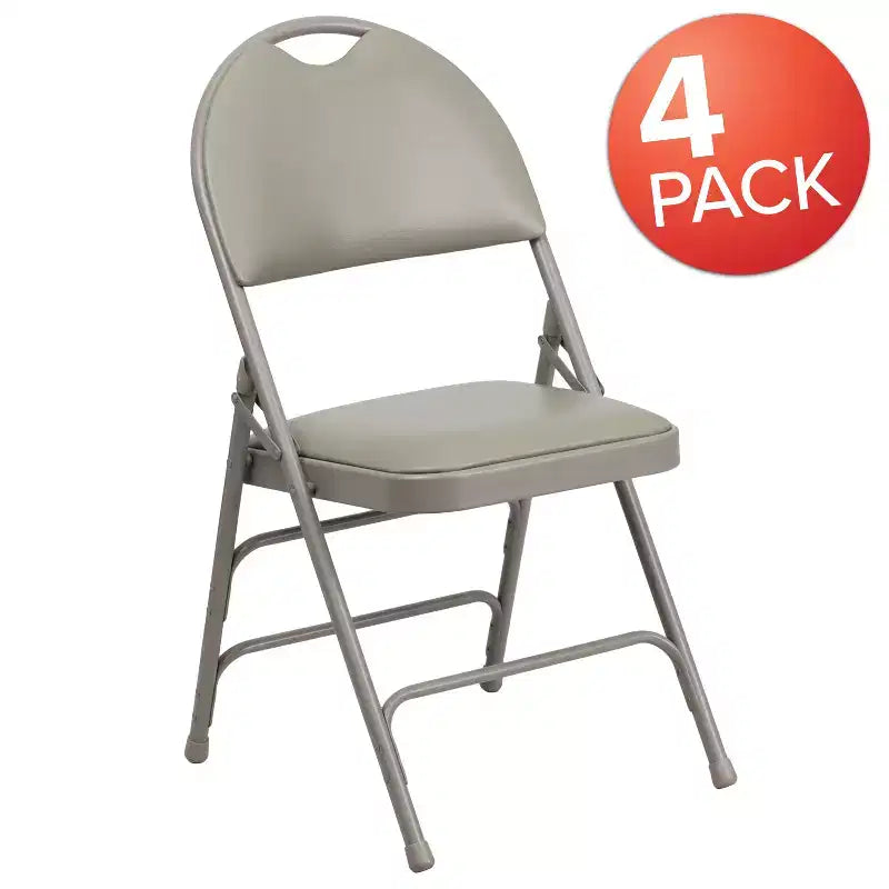 Emma and Oliver 4 Pack Home & Office Easy-Carry Party Events Padded Folding Chair