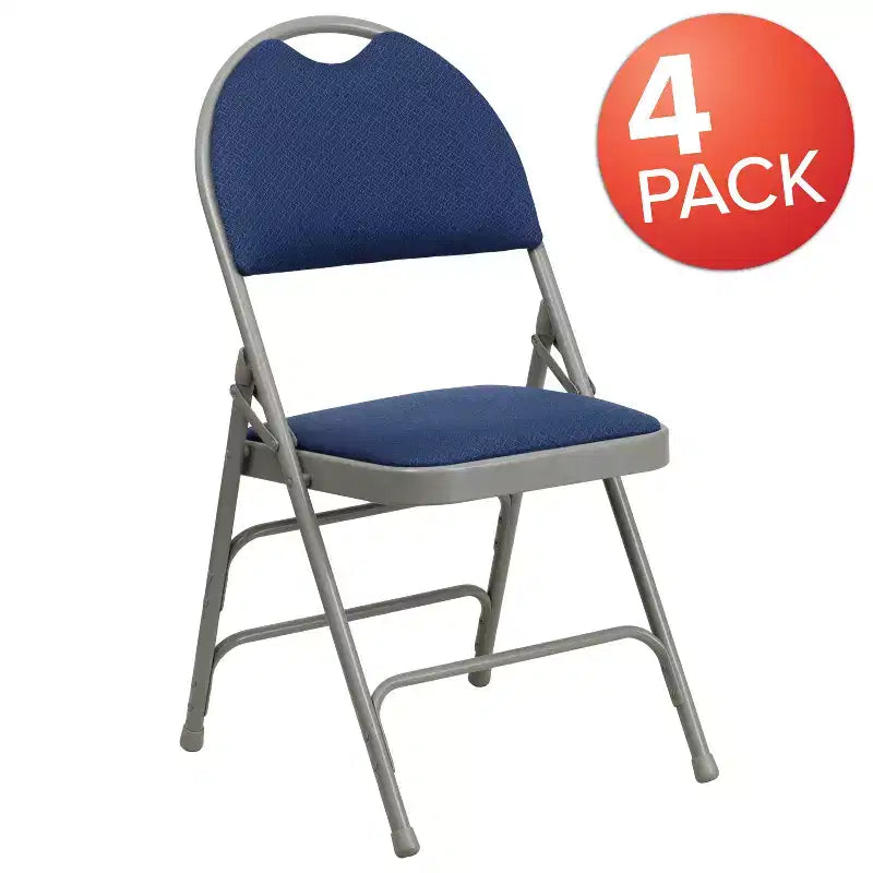Emma and Oliver 4 Pack Home & Office Easy-Carry Party Events Padded Folding Chair