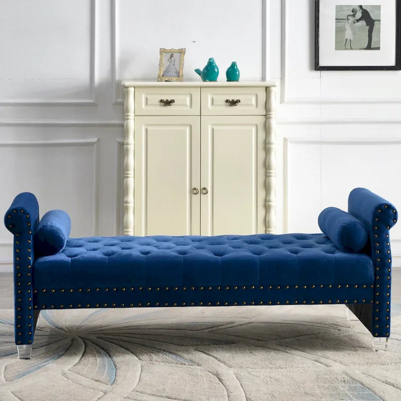 Stefania 71-inch Rolled Arm Oversized Velvet Tufted Upholstered Bench