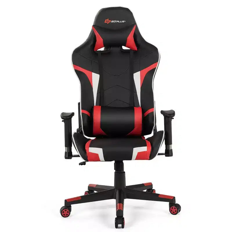 Costway Massage Gaming Chair Reclining Swivel Racing Office Chair w/Lumbar Support White\Blue\Grey\Red