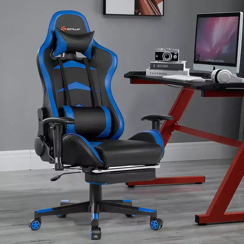 Costway Massage Gaming Chair Reclining Swivel Racing Office Chair with Footrest