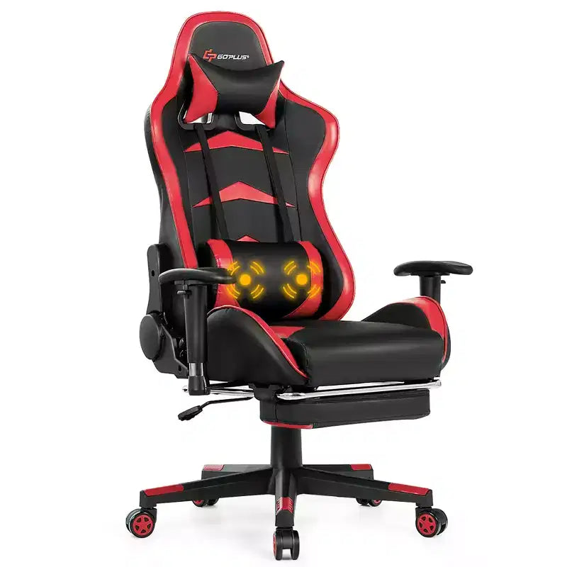 Costway Massage Gaming Chair Reclining Swivel Racing Office Chair with Footrest