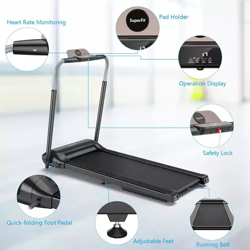 Tapis de course pliable Costway 3 CV compact pour la marche et le jogging avec écran tactile et contrôle par application