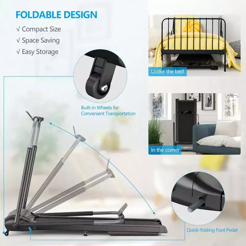 Tapis de course pliable Costway 3 CV compact pour la marche et le jogging avec écran tactile et contrôle par application