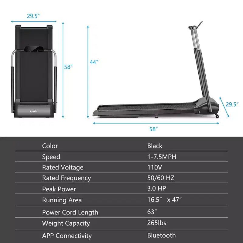 Tapis de course pliable Costway 3 CV compact pour la marche et le jogging avec écran tactile et contrôle par application