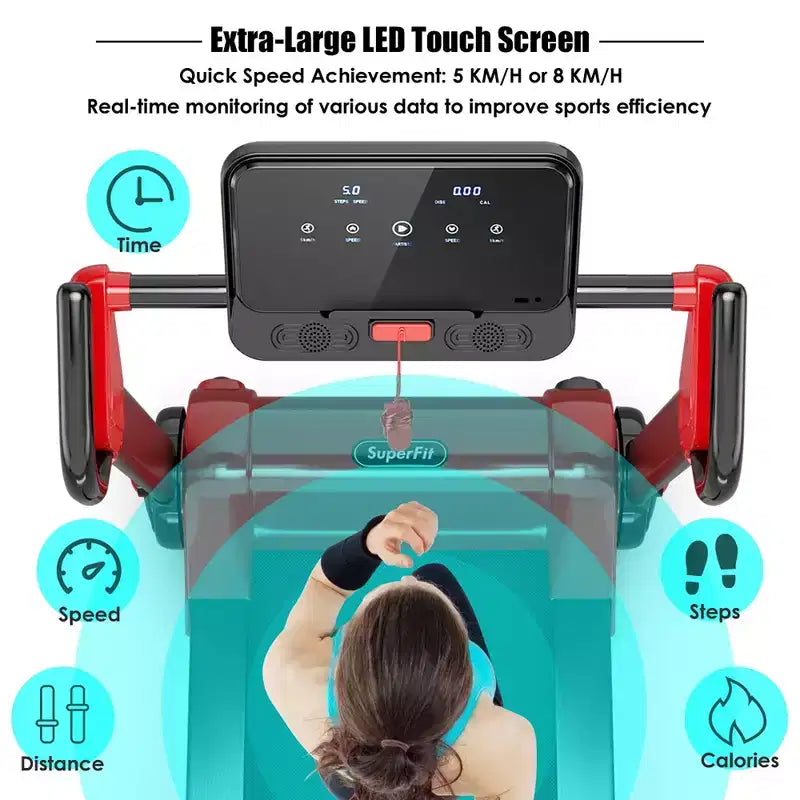 Costway 2.25HP Folding Electric Motorized Treadmill w/ Speaker White\Black\Blue