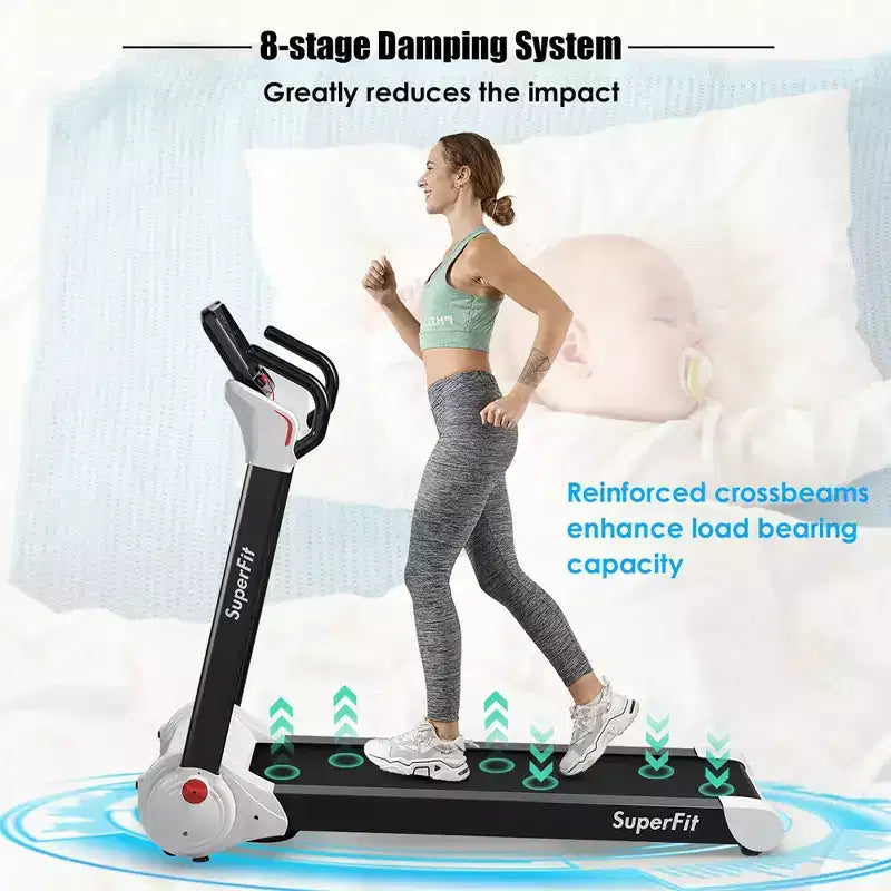Costway 2.25HP Folding Electric Motorized Treadmill w/ Speaker White\Black\Blue