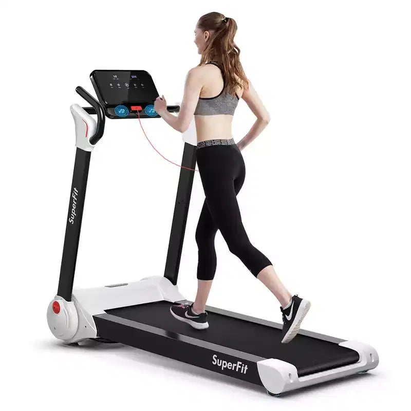 Costway 2.25HP Folding Electric Motorized Treadmill w/ Speaker White\Black\Blue