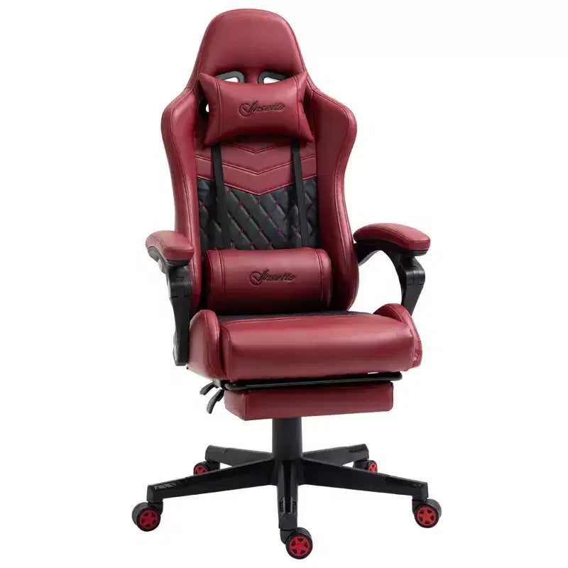 Vinsetto Racing Gaming Chair Diamond PU Leather Office Gamer Chair High Back Swivel Recliner with Footrest, Lumbar Support, Adjustable Height
