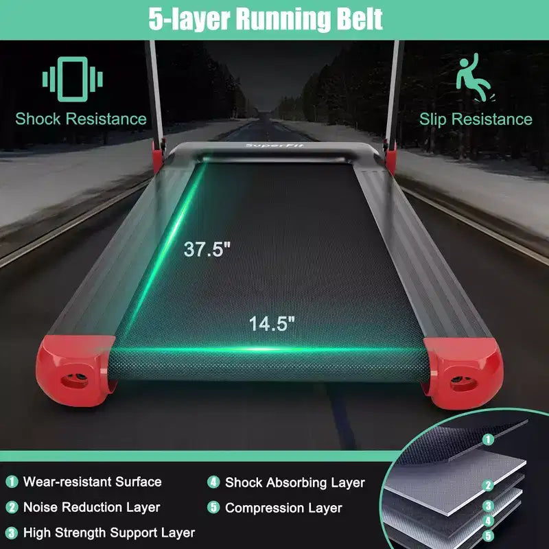 Costway Tapis de Course Électrique Pliable Compact avec Application et Haut-Parleur