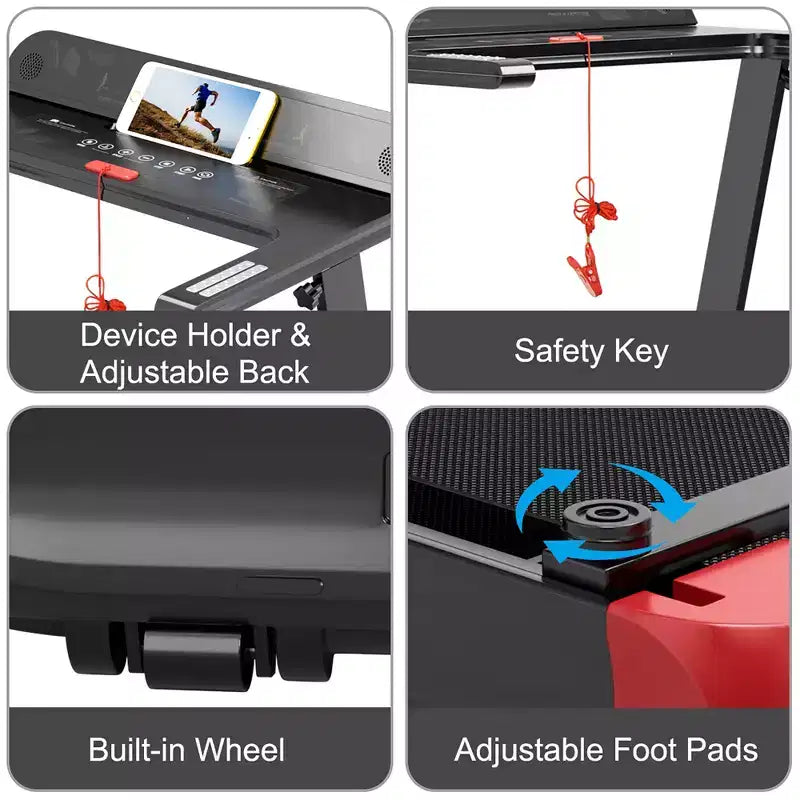 Costway Tapis de Course Électrique Pliable Compact avec Application et Haut-Parleur