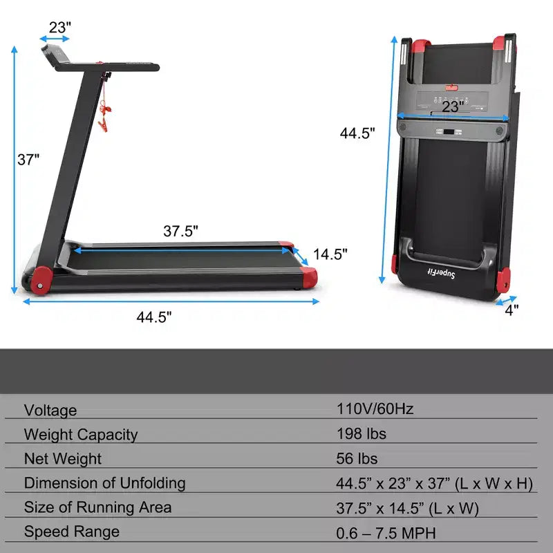 Costway Tapis de Course Électrique Pliable Compact avec Application et Haut-Parleur