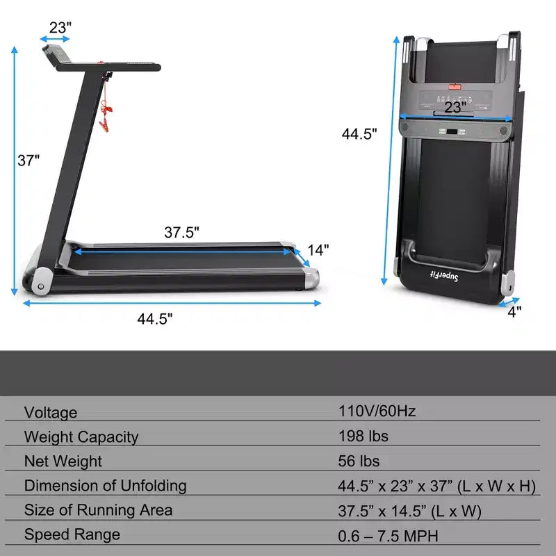 Costway Tapis de Course Électrique Pliable Compact avec Application et Haut-Parleur