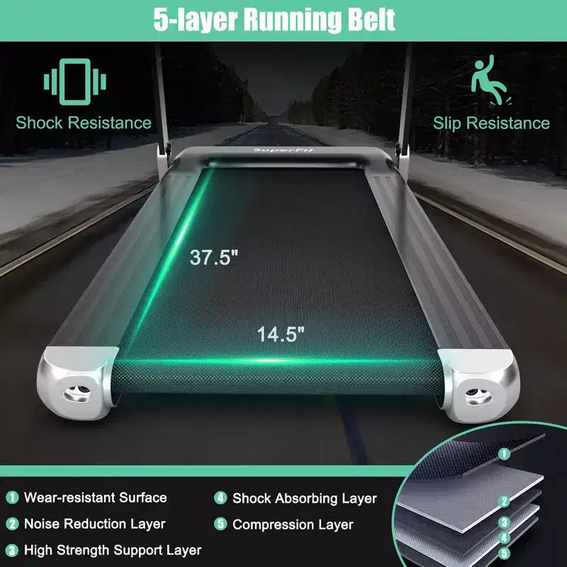 Costway Tapis de Course Électrique Pliable Compact avec Application et Haut-Parleur