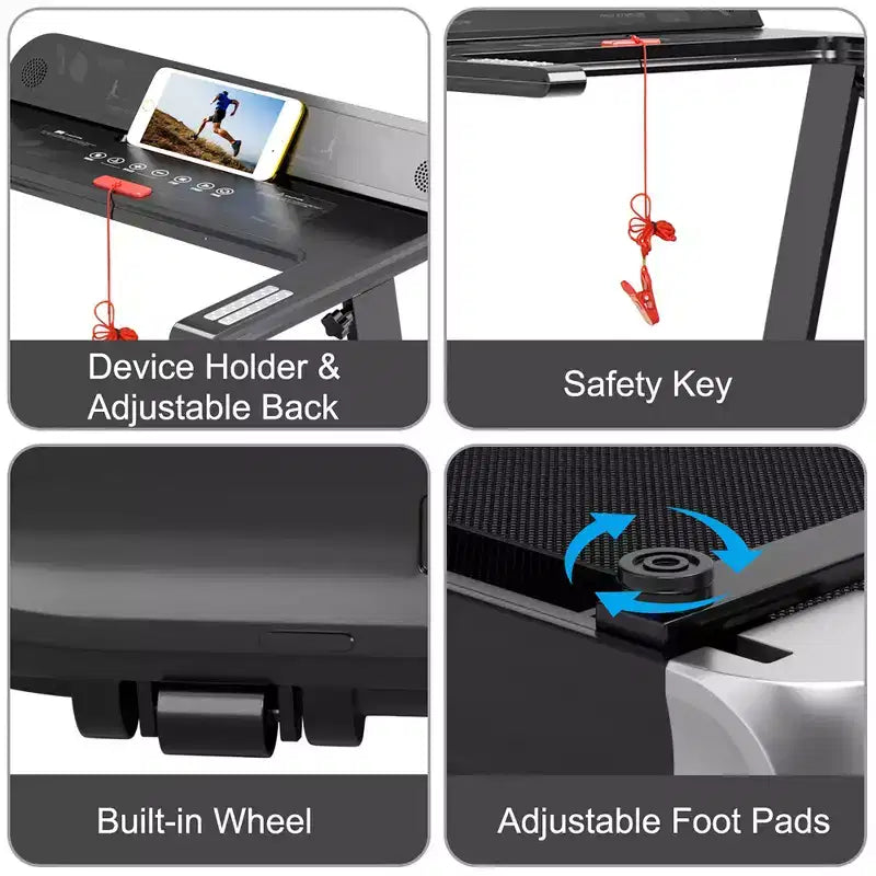Costway Tapis de Course Électrique Pliable Compact avec Application et Haut-Parleur