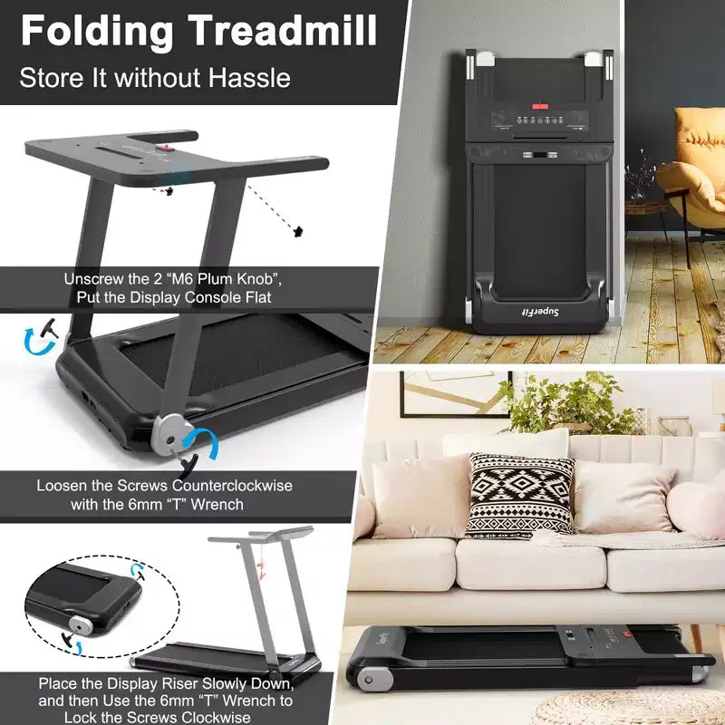 Costway Tapis de Course Électrique Pliable Compact avec Application et Haut-Parleur