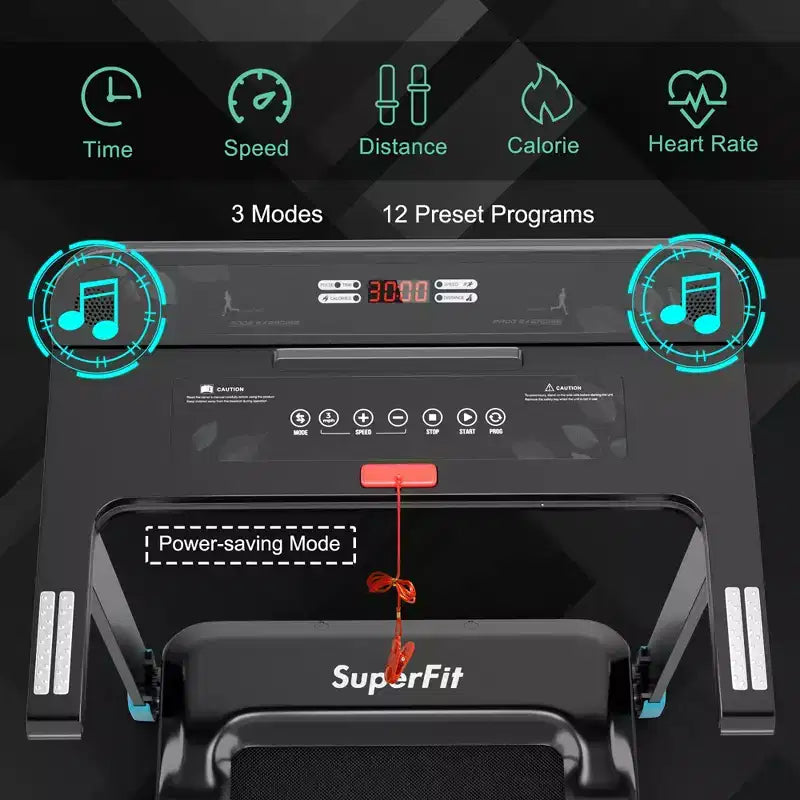 Costway Tapis de Course Électrique Pliable Compact avec Application et Haut-Parleur