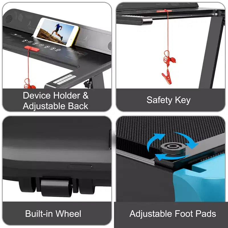 Costway Tapis de Course Électrique Pliable Compact avec Application et Haut-Parleur