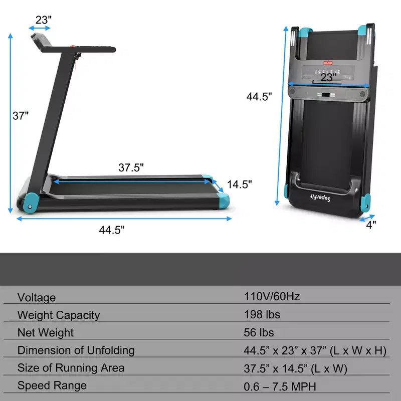 Costway Tapis de Course Électrique Pliable Compact avec Application et Haut-Parleur