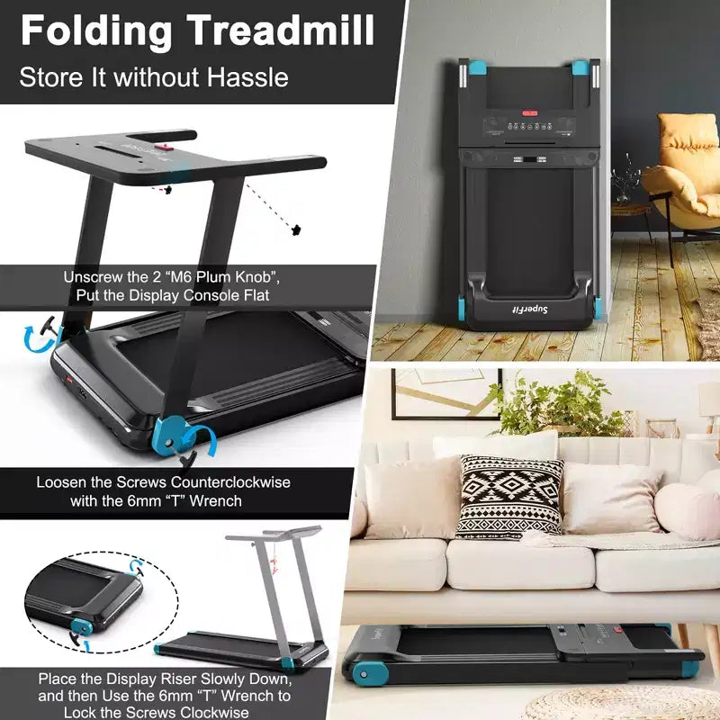 Costway Tapis de Course Électrique Pliable Compact avec Application et Haut-Parleur