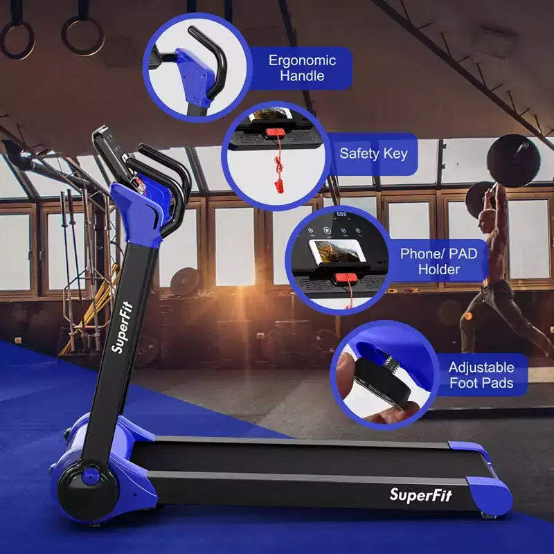 Costway Tapis de course électrique pliable 2,25 CV Contrôle via application Bluetooth