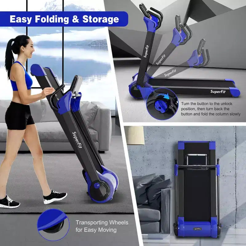 Costway Tapis de course électrique pliable 2,25 CV Contrôle via application Bluetooth