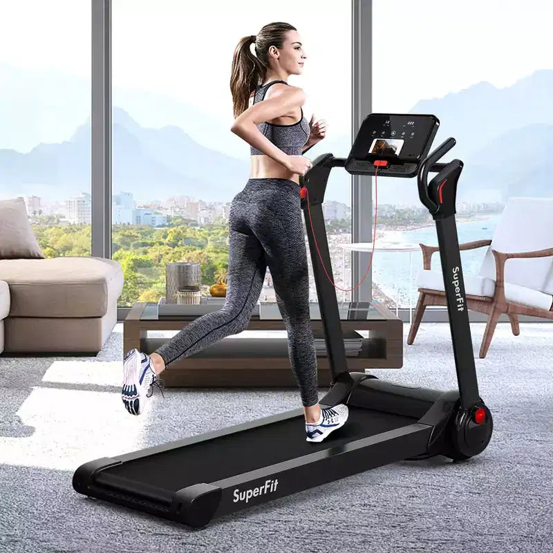 Costway Tapis de course électrique pliable 2,25 CV Contrôle via application Bluetooth