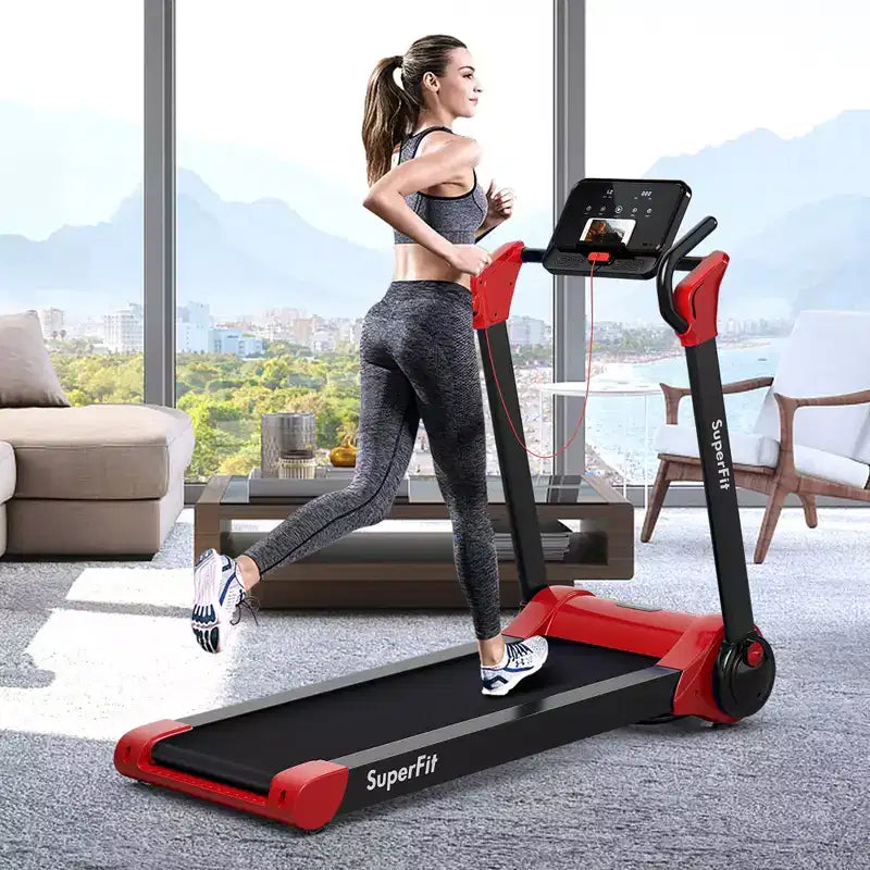 Costway Tapis de course électrique pliable 2,25 CV Contrôle via application Bluetooth