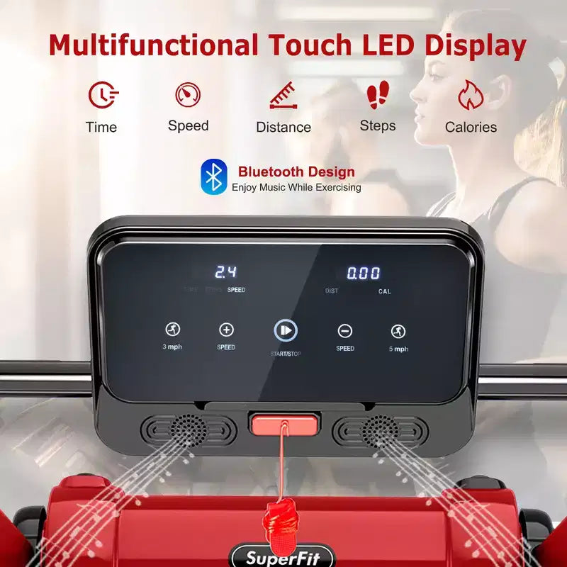 Costway Tapis de course électrique pliable 2,25 CV Contrôle via application Bluetooth
