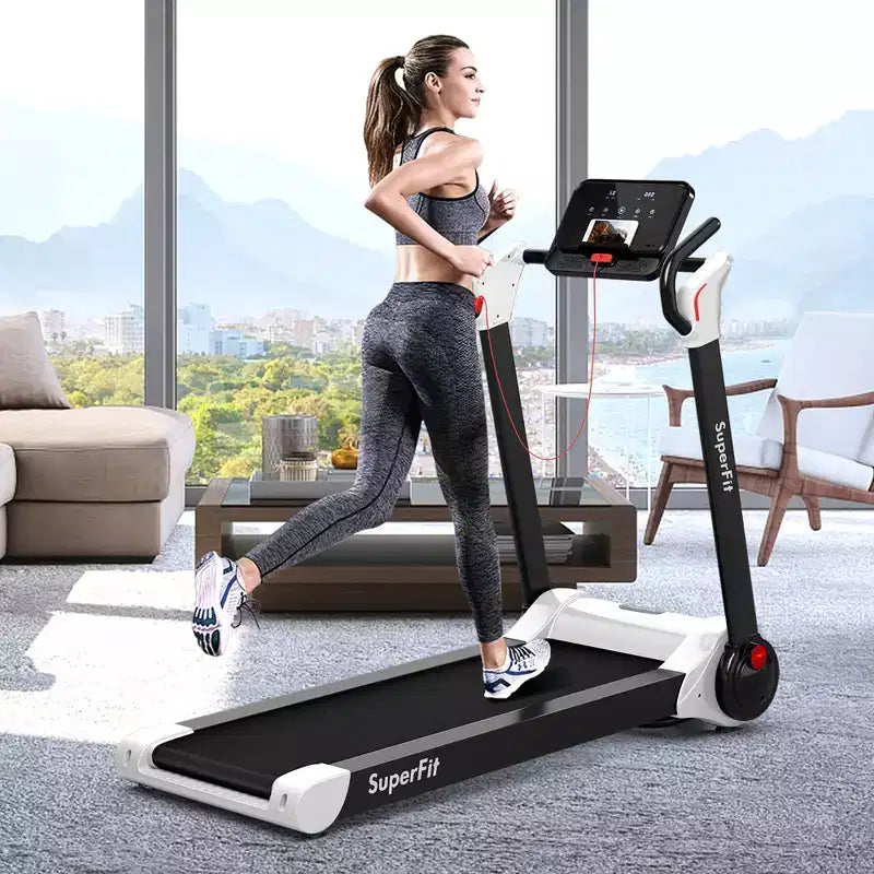 Costway Tapis de course électrique pliable 2,25 CV Contrôle via application Bluetooth