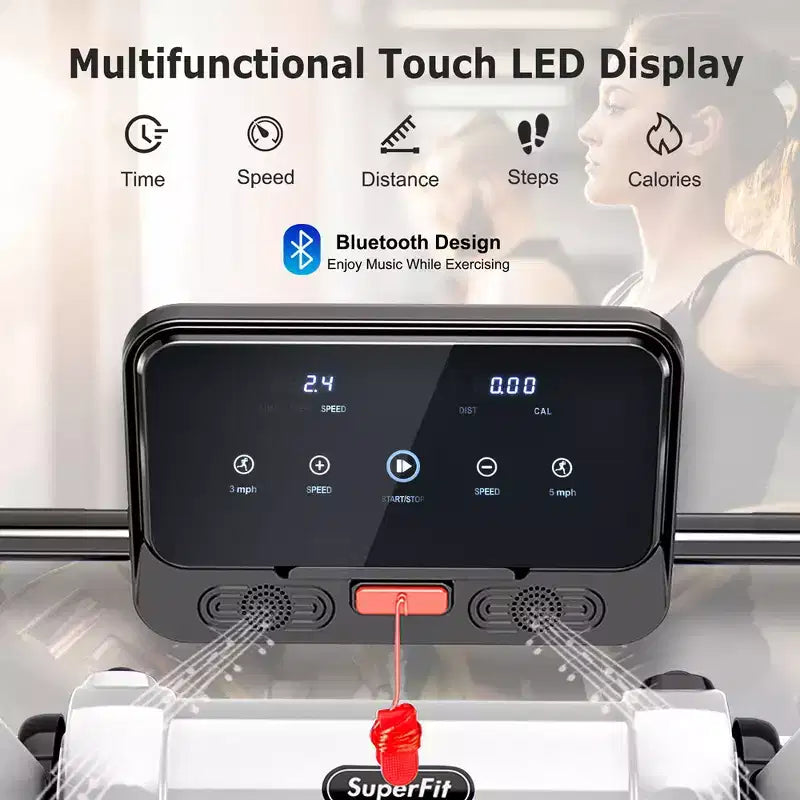Costway Tapis de course électrique pliable 2,25 CV Contrôle via application Bluetooth