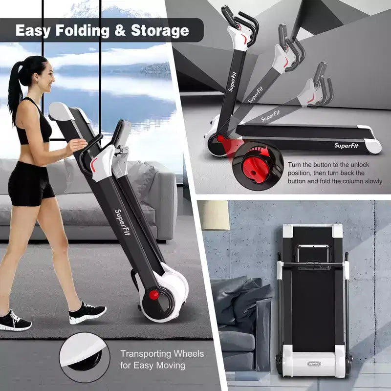 Costway Tapis de course électrique pliable 2,25 CV Contrôle via application Bluetooth