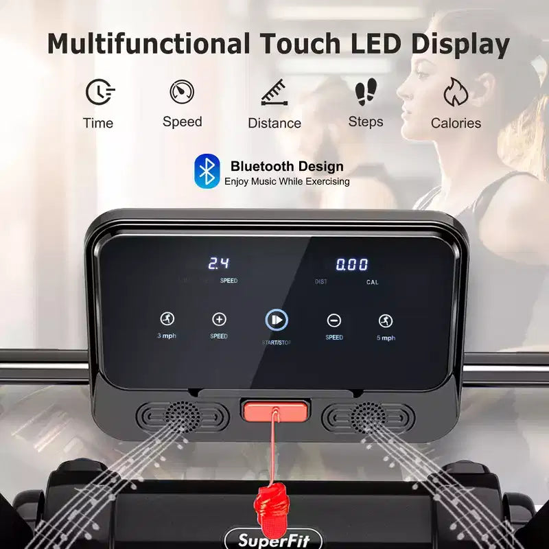 Costway Tapis de course électrique pliable 2,25 CV Contrôle via application Bluetooth