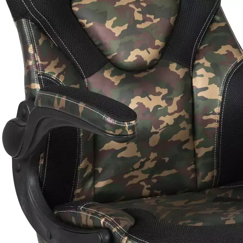 Chaise de jeu à dossier haut BlackArc en similicuir, siège pivotant réglable en hauteur et accoudoirs rembourrés relevables