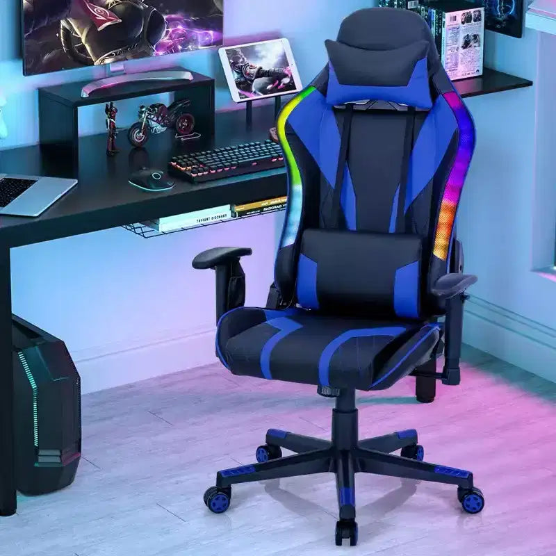 Chaise de jeu Costway pivotante réglable avec lumières LED dynamiques