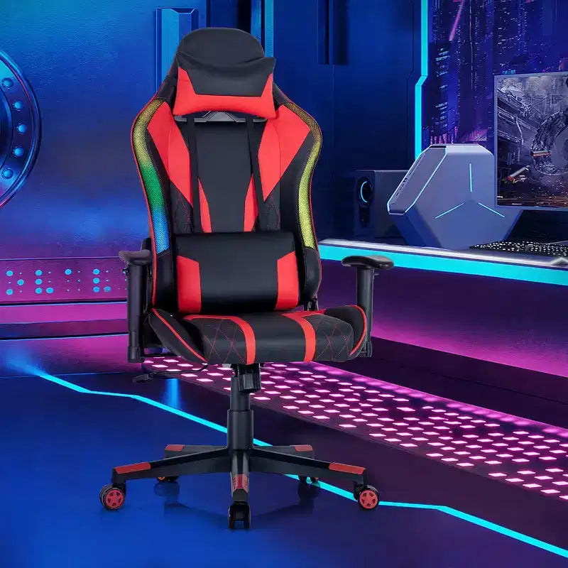 Chaise de jeu Costway pivotante réglable avec lumières LED dynamiques
