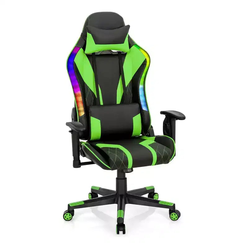 Chaise de jeu Costway pivotante réglable avec lumières LED dynamiques