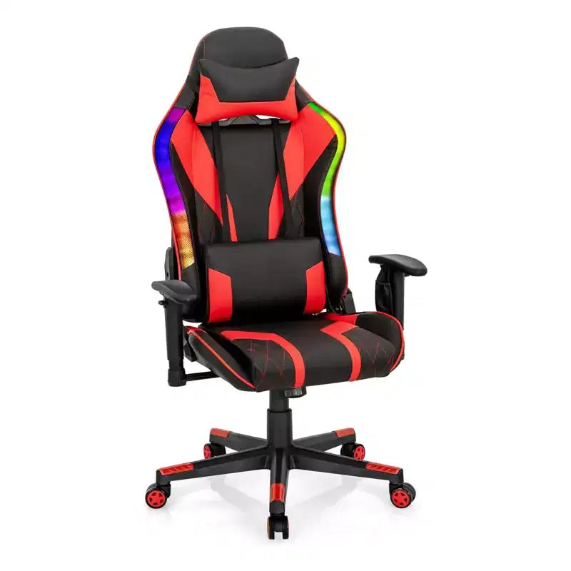Chaise de jeu Costway pivotante réglable avec lumières LED dynamiques