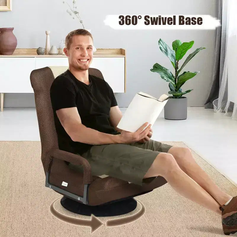 Costway 360-Degree Swivel Gaming Floor Chair with Foldable Adjustable Backrest