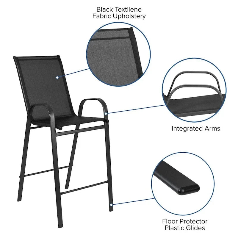 4 Pack Outdoor Barstools with Flex Comfort Material - Patio Stool
