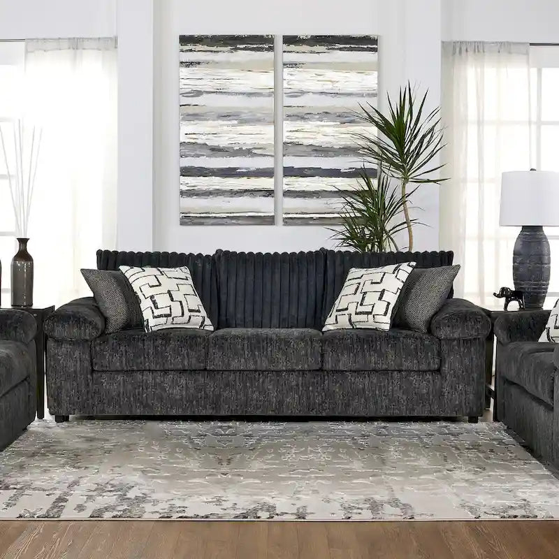 Roundhill Furniture Nason Wide Wale Corduroy Sofa and Loveseat Set