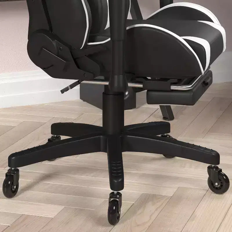 Chaise de jeu Flash Furniture X30 Chaise d'ordinateur de course avec dossier inclinable, repose-pieds coulissant et roulettes transparentes