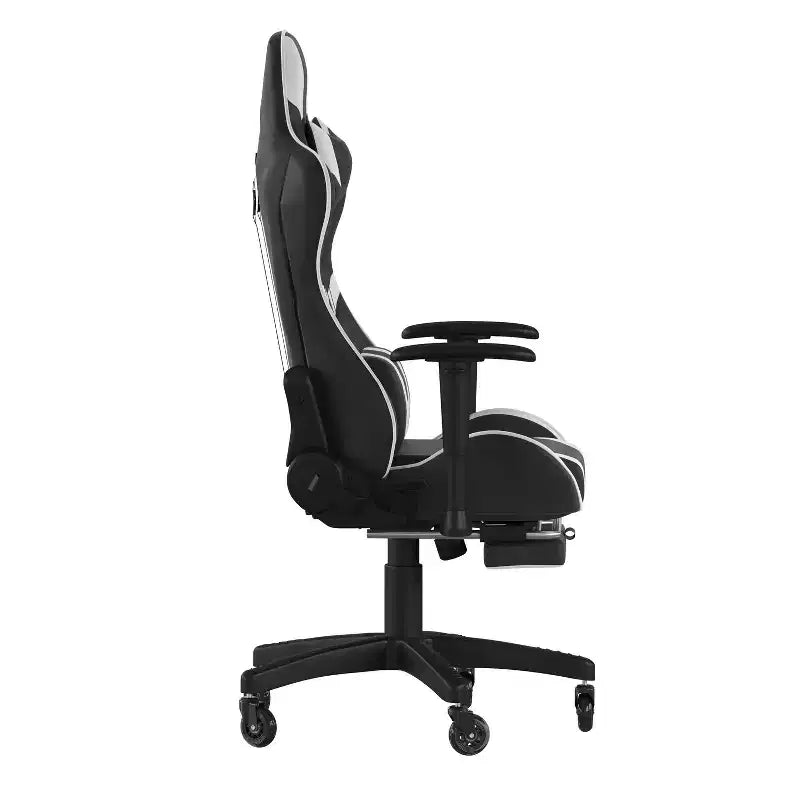 Chaise de jeu Flash Furniture X30 Chaise d'ordinateur de course avec dossier inclinable, repose-pieds coulissant et roulettes transparentes