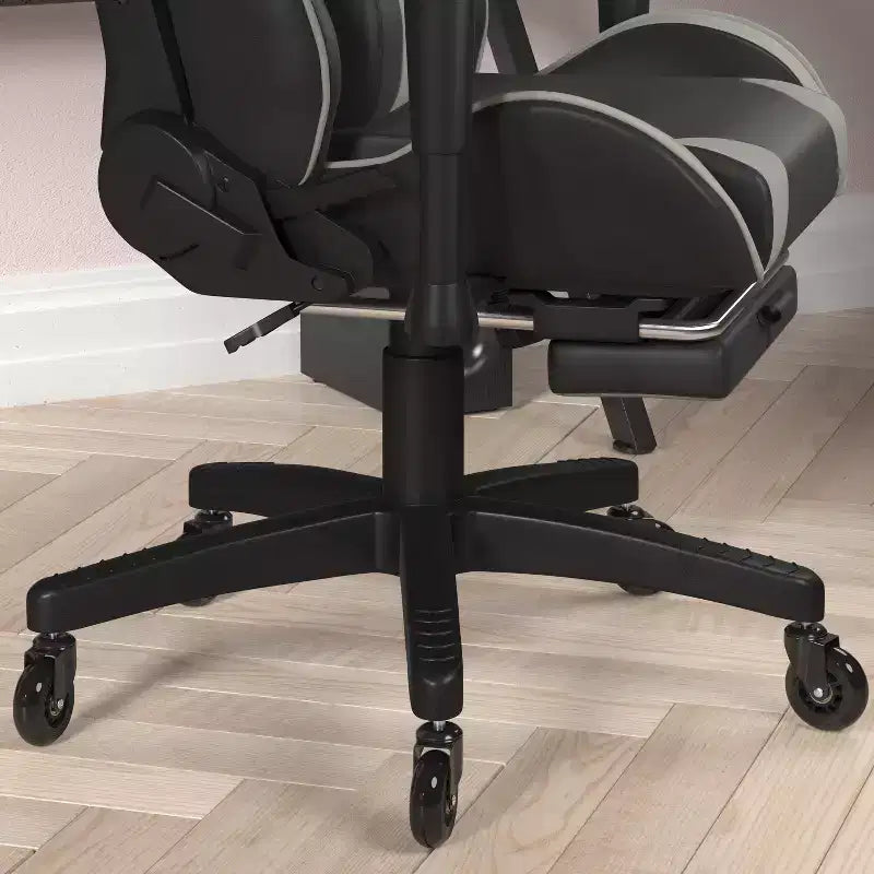 Chaise de jeu Flash Furniture X30 Chaise d'ordinateur de course avec dossier inclinable, repose-pieds coulissant et roulettes transparentes