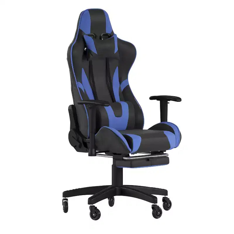 Chaise de jeu Flash Furniture X30 Chaise d'ordinateur de course avec dossier inclinable, repose-pieds coulissant et roulettes transparentes