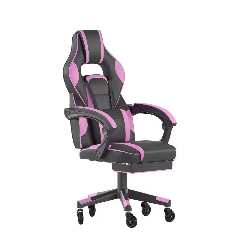 Flash Furniture X40 Gaming Chair Racing Computer Chair with Fully Reclining Back/Arms and Transparent Roller Wheels, Slide-Out Footrest
