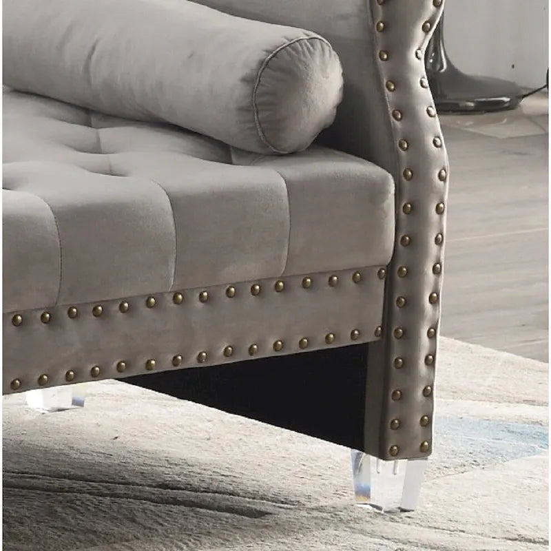 Stefania 71-inch Rolled Arm Oversized Velvet Tufted Upholstered Bench