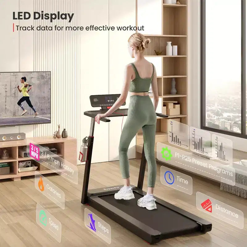 Tapis de Course Pliant Costway 3CV, Hauteur Réglable, Contrôle par APP, avec Tablette